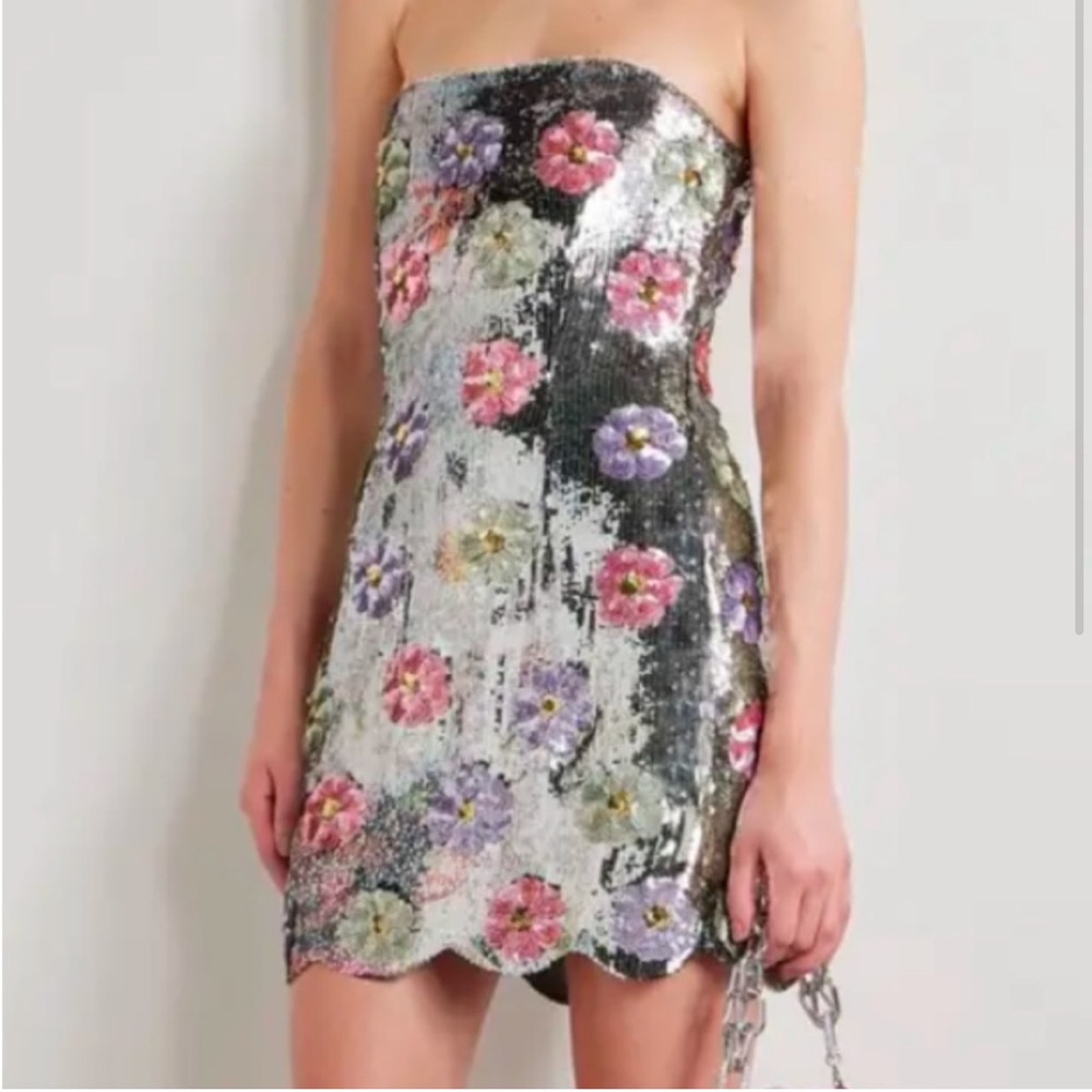 Floral Sequin Mini Dress